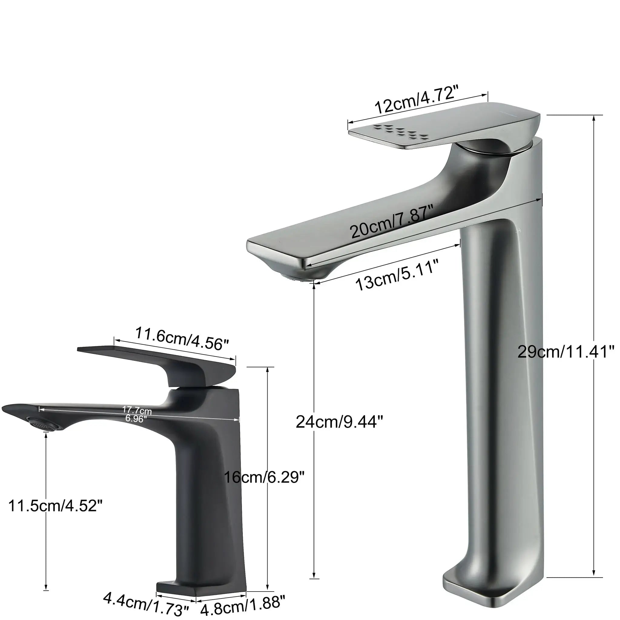 Black matte deck-mounted bathroom faucet with a single lever handle for sink
