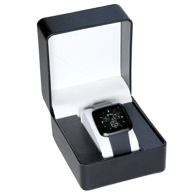 LuxGuard Black PU Leather Clamshell Watch Gift Box With Pillow For Men Display Case