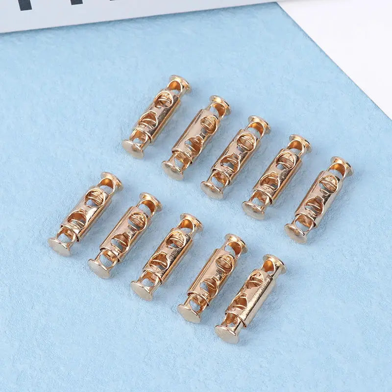 10 Piece Metal Double Hole Head Spring Cord Locks Adjustable Buckles Tightening Fasteners For Elastic Cords Sewing Tools
