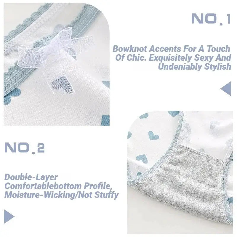 Simples Market 5pc women's soft briefs with blue heart plaid print, breathable everyday underwear