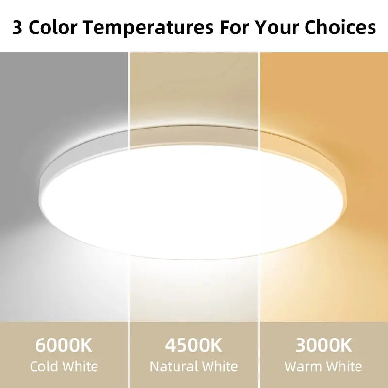 Golden LED ceiling lamp, ultra-thin circular panel with three color temperatures: 3000K, 4500K, 6000K
