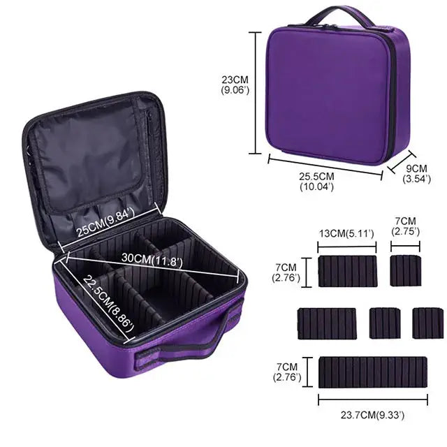GlamGuard Professional Travel Makeup Case Waterproof Oxford Fabric Organizer For Brushes And Cosmetics