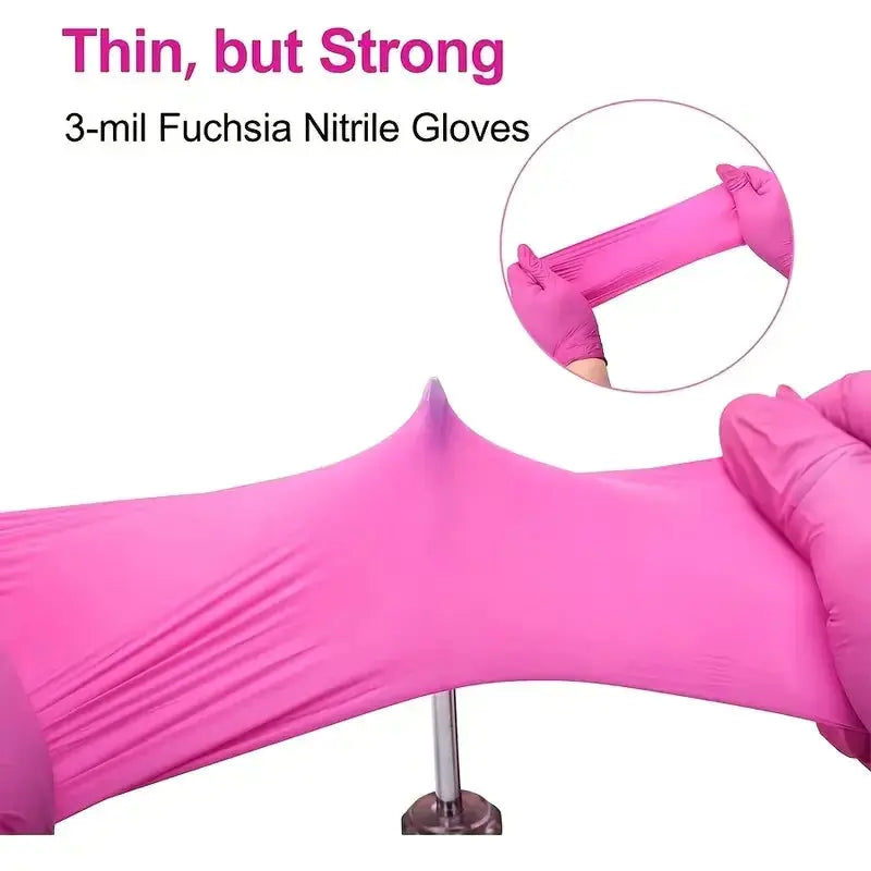 Fuchsia nitrile disposable gloves by Simples Market, 3-mil, latex- and powder-free for household cleaning and kitchen use