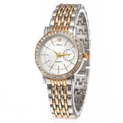 Two-tone silver-gold women's quartz watch with rhinestone bezel by Simples Market