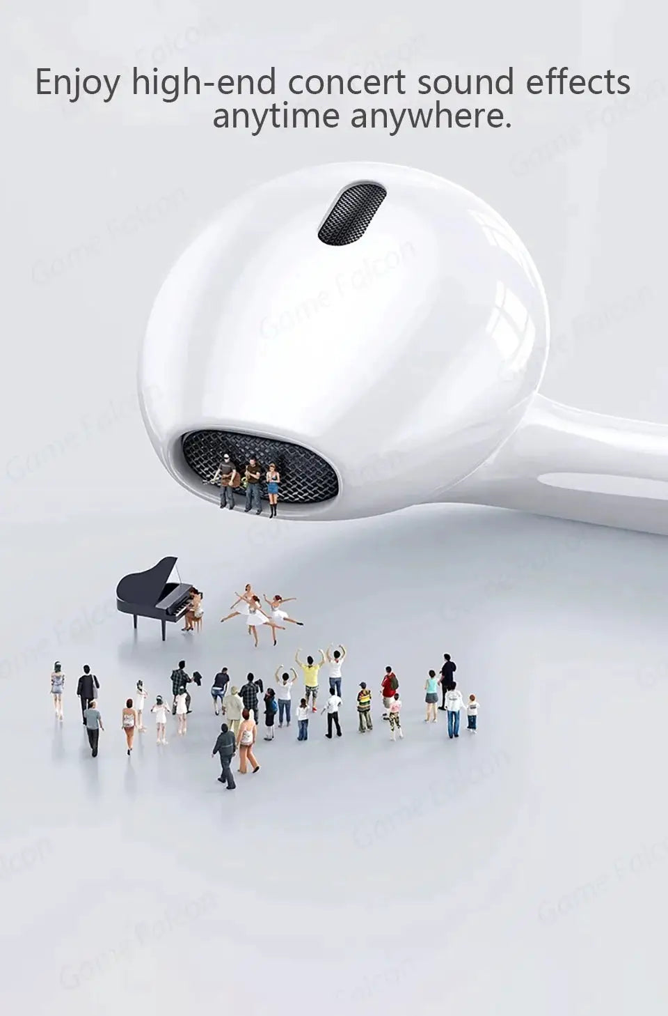 White high-fidelity headset with Type-C and 3.5mm connectors for iPhone 15/14/13 Pro, Samsung and Xiaomi tablets