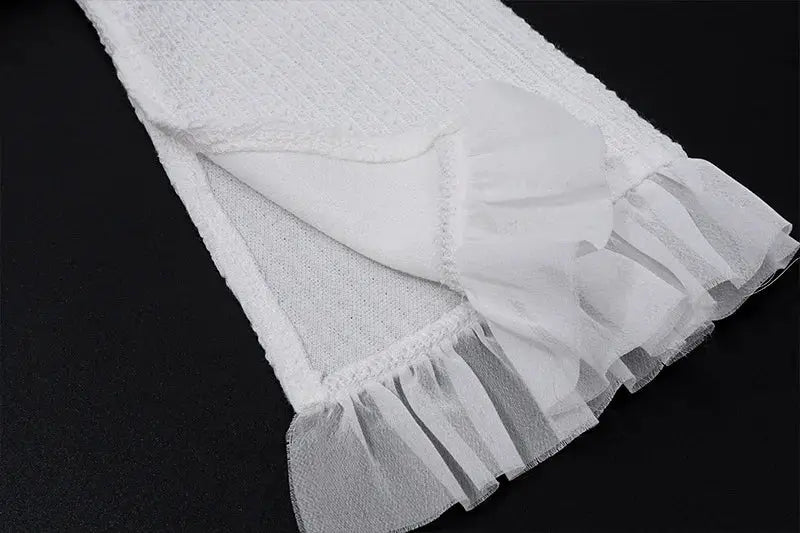 Y2K Ruffle Tiered Mini Skirt Co Ord Set Tie Front Top 2 Piece Elegant