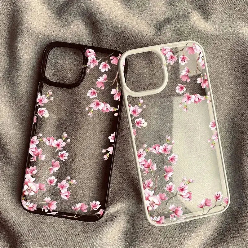 BloomShield Pink Magnolia Flower Case For IPhone 7 Through 17 Clear TPU Shockproof Hard Cover With Floral Pattern