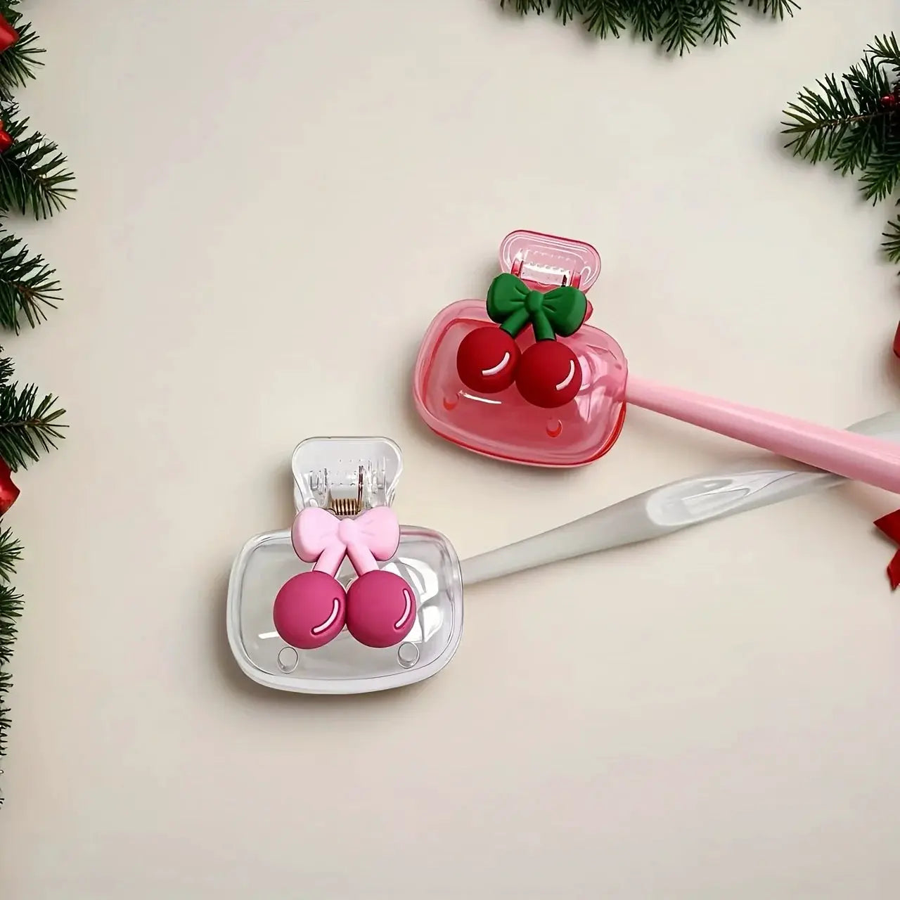 Cute Cherry Design Toothbrush Holder With Cherry Pattern Protects Toothbrush Head And Dual Drainage Holes