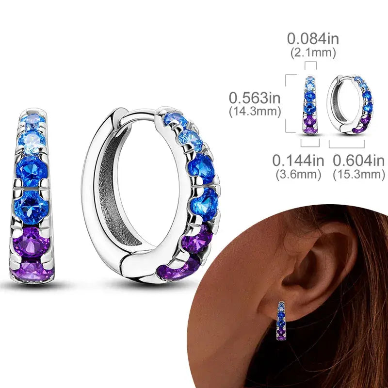 925 Sterling Silver Hoop Earrings Hypoallergenic Zirconia Hoops For Women Girls High Quality Fashion Jewelry