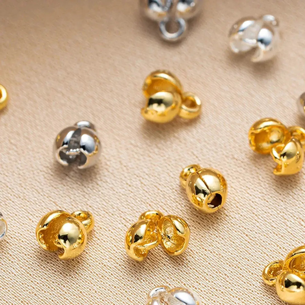 Pearl bracelet end caps, 18K gold-plated brass, 20 pcs in gold and silver tones for DIY jewelry making