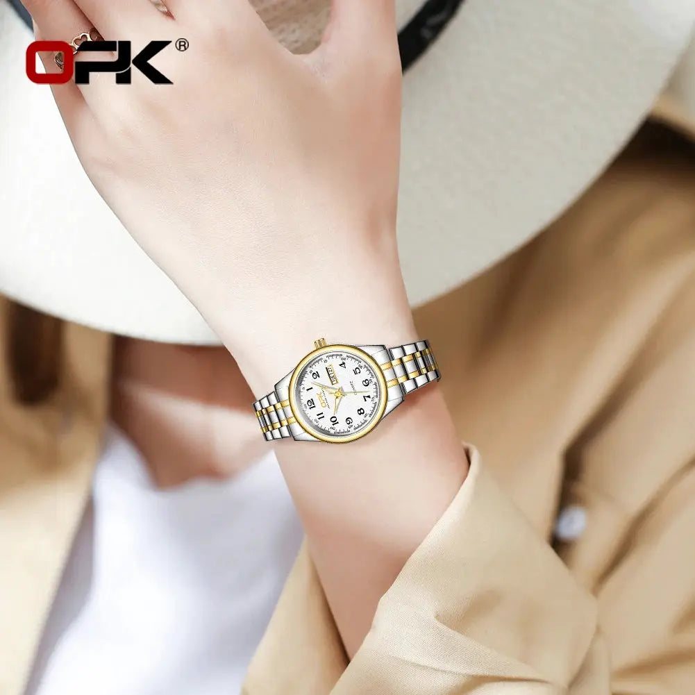 OPK 8110 Ladies Waterproof Quartz Watch With Stainless Steel Strap Luxury Timepiece