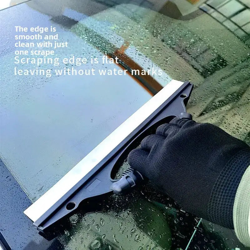 Windshield scraper wiper with silicone blade, anti-slip dark handle and white edge