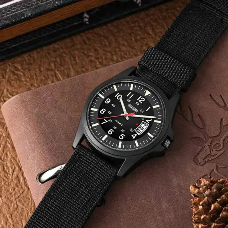 GlobalTime Men Nylon Military Quartz Wristwatch With Date Calendar Luxury Timepiece For Everyday Wear