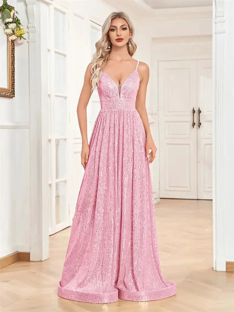 Elegant Backless Sequined Mermaid Evening Gown For Weddings And Proms