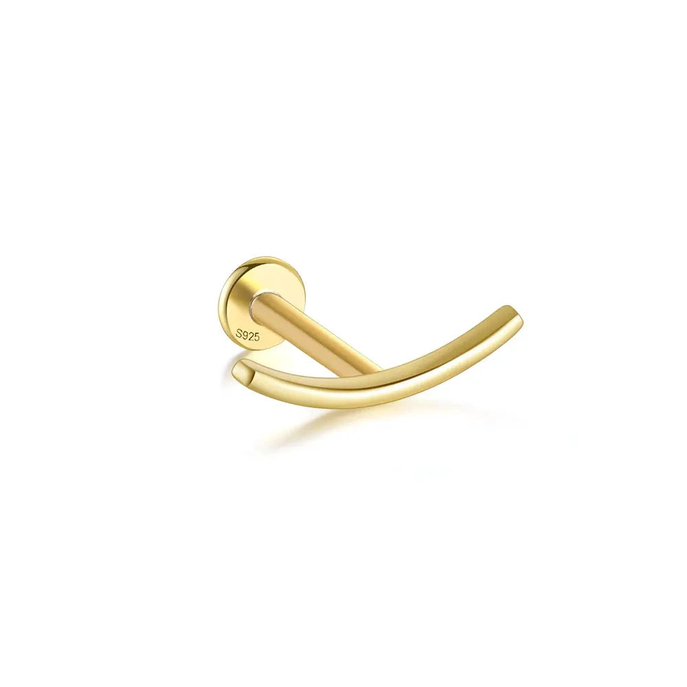 AIDE Heart Round Ball Flat Helix Piercing Earring in gold-tone with S925 stamp