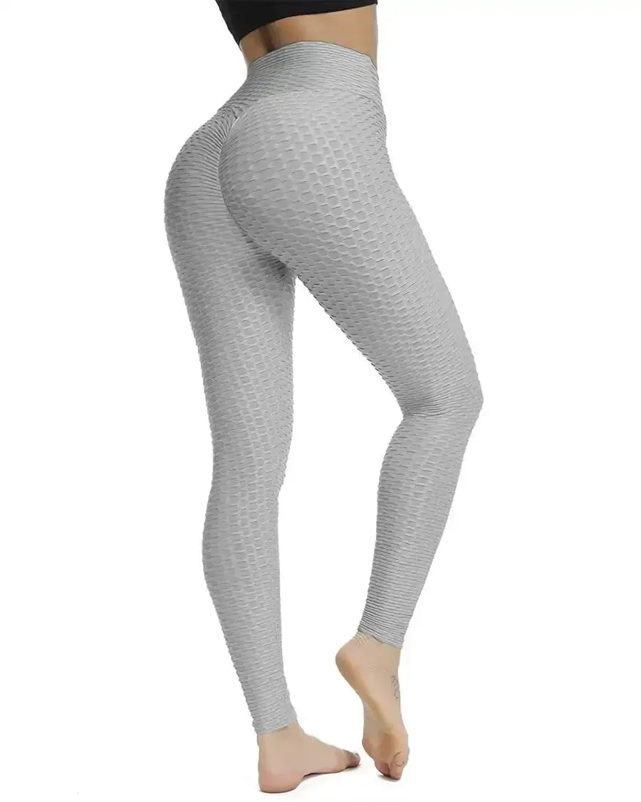 Push Up Leggings gray textured high-waist women's gym tights Simples Market