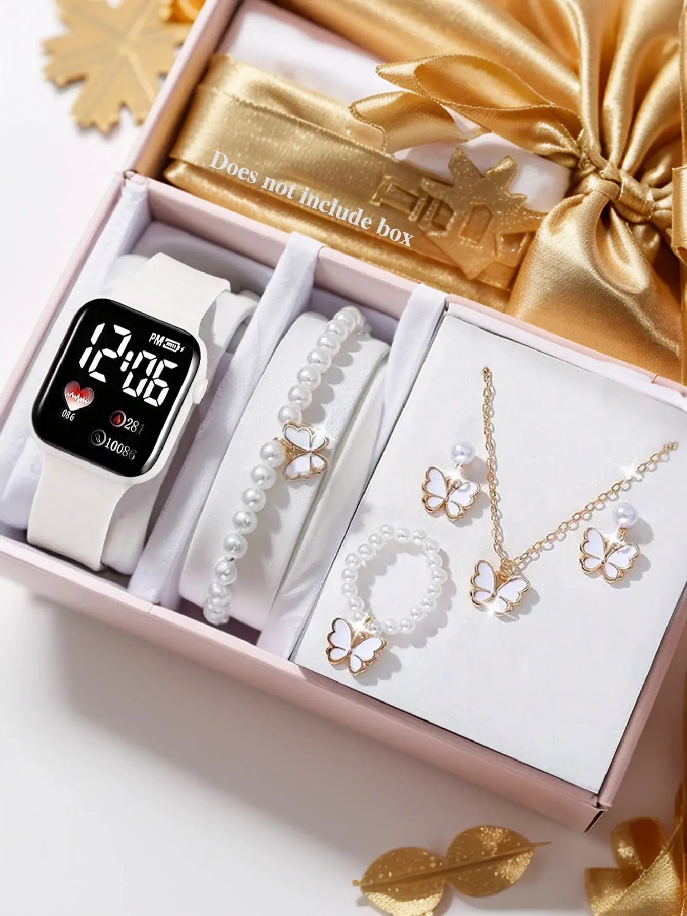 Love Pattern Electronic Watch With Butterfly Accessories Set Birthday Gift For Fashionable Everyday Wear
