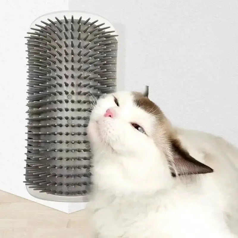 Cat massage tool by Simples Market gray self-cleaning rubbing brush with silicone bristles