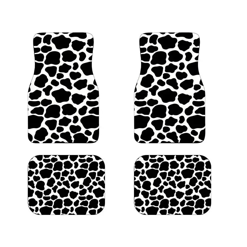 Leopard print car floor mats set by Simples Market; all-weather universal 4-piece for front and rear seats