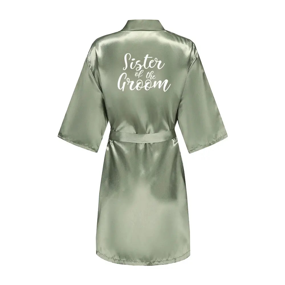 Bridal Satin Robes Set Grass Green White Short Getting Ready For Wedding Day Luxury Bride Monogram Bridesmaid