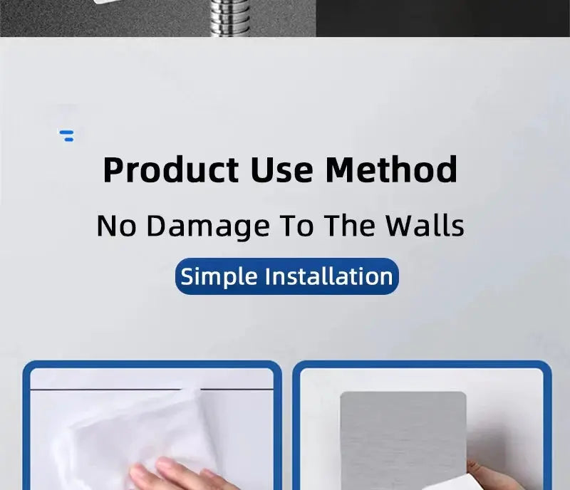 Universal shower head holder rail bracket by Simples Market; two-panel installation guide shows simple setup