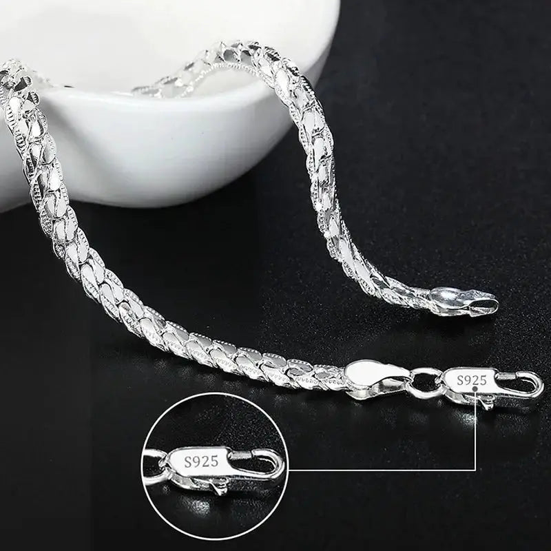 925 Sterling Silver Fine Chain Bracelet For Women And Men With Charms Wedding Gift Fashion Jewelry