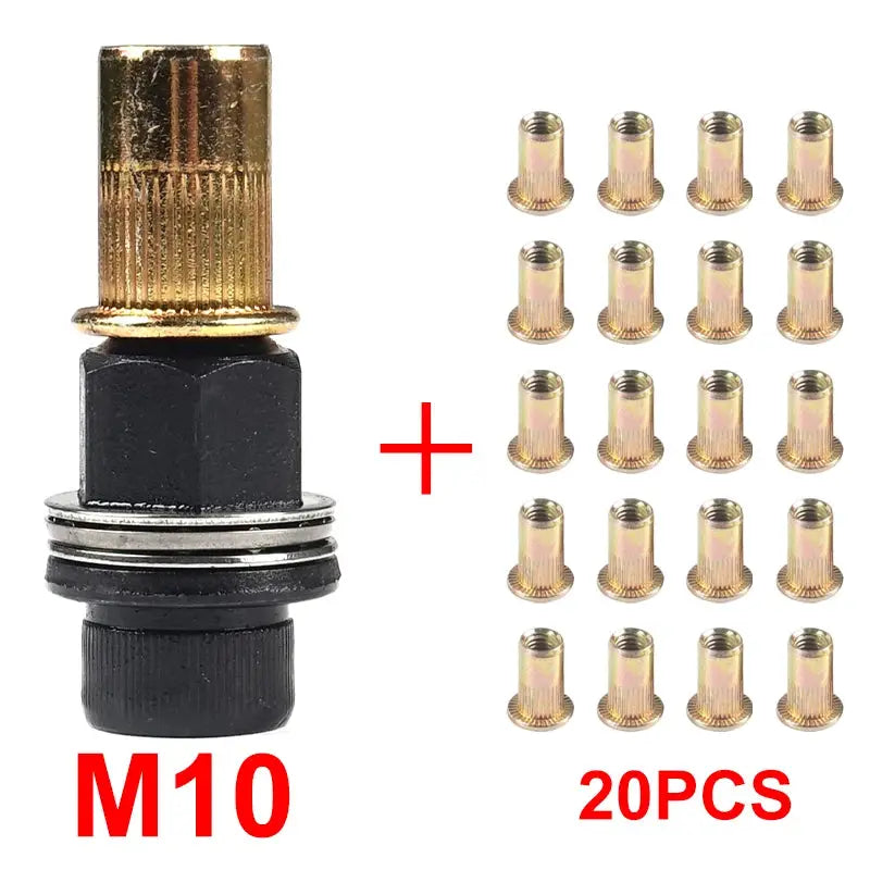 Hand Rivet Nut Tool Kit 21 Pcs Plus 1 Pcs Riveter for Nuts M4 M5 M6 M8 M10 Easy Installation