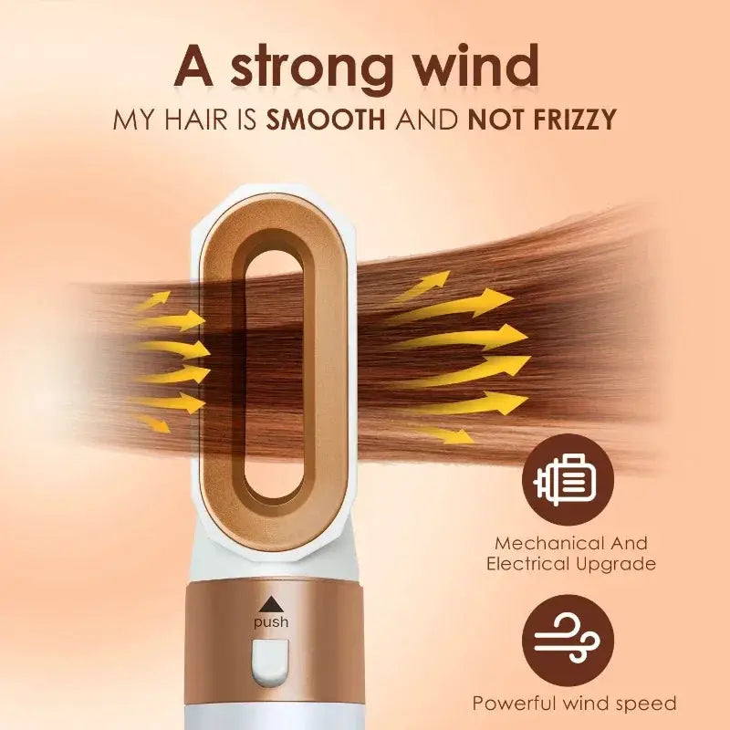 Simples Market Hair Dryer 5‑in‑1 electric hair comb with negative ion, rose gold and white finish
