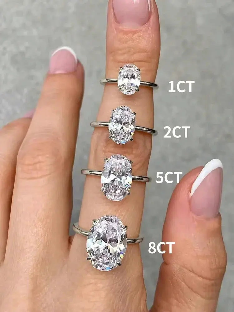 925 Sterling Silver Oval Zircon Ring For Women Engagement Wedding Fine Jewelry High Quality
