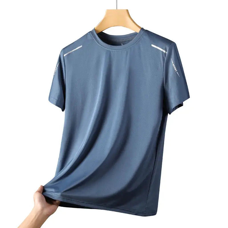 CHRLCK Mens Quick Dry Running Tee Breathable Soft Elastic Outdoor Sports Shirt For Hiking Fishing Summer