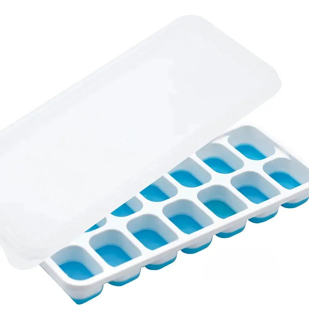 Silicone Ice Cube Tray With Lid 14 Cube Square Easy Release Molds For Cocktails Bar Kitchen