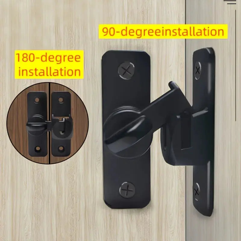 Anti-theft door lock by Simples Market, black heavy-duty keyless entry with 90°/180° adjustable sliding pin