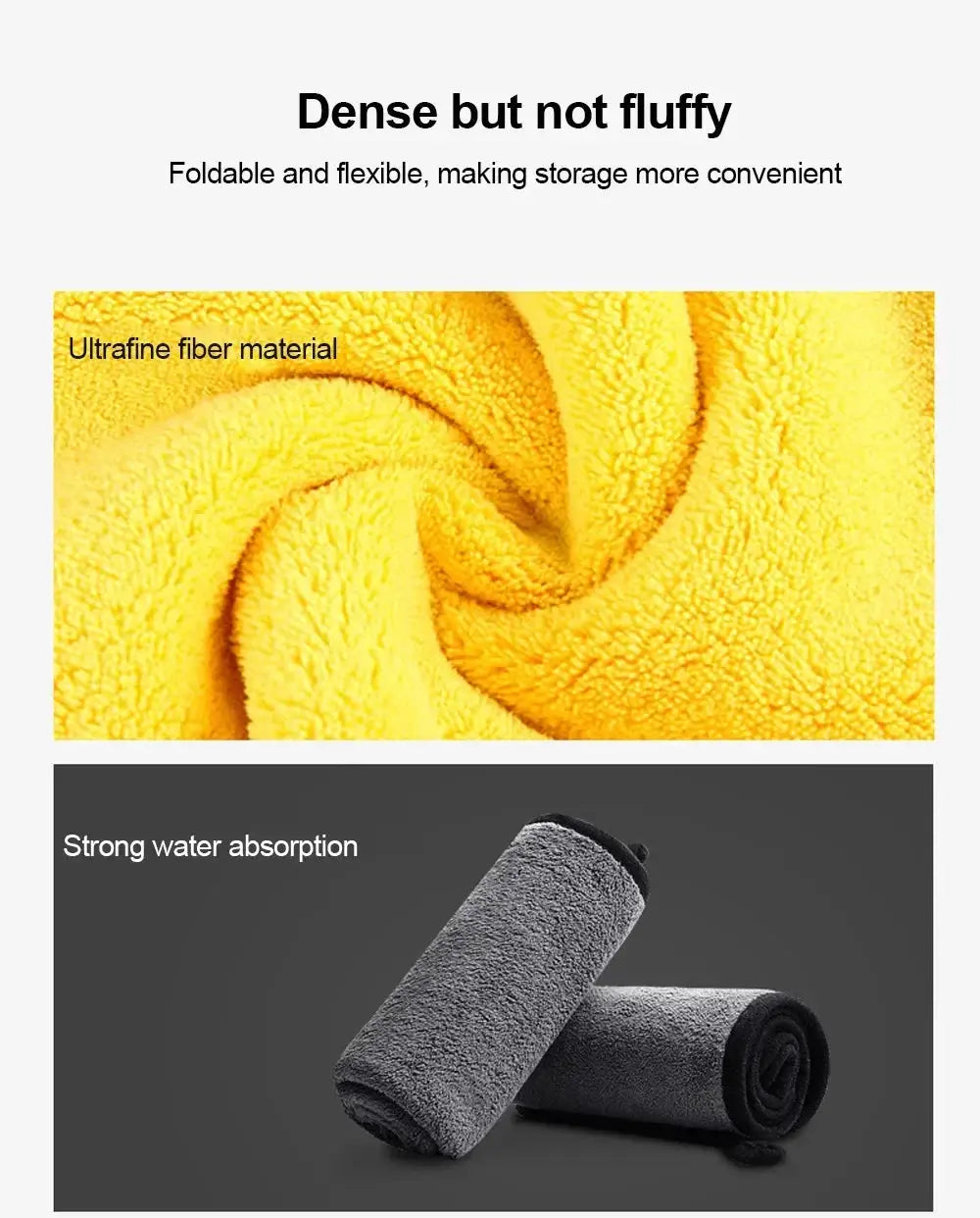 Simples Market car wash microfiber towels, yellow and gray, absorbent thickened cloth, 30/40/60 cm