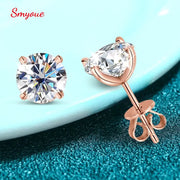 Smyoue Rose Gold Moissanite Stud Earrings For Women 0.2 to 3 CT Sparkling Lab Diamond 925 Silver Classic Wedding