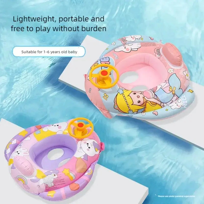 PVC Children Swimming Ring For Beach And Pool With Steering Wheel Inflatable Baby Water Toy Circle