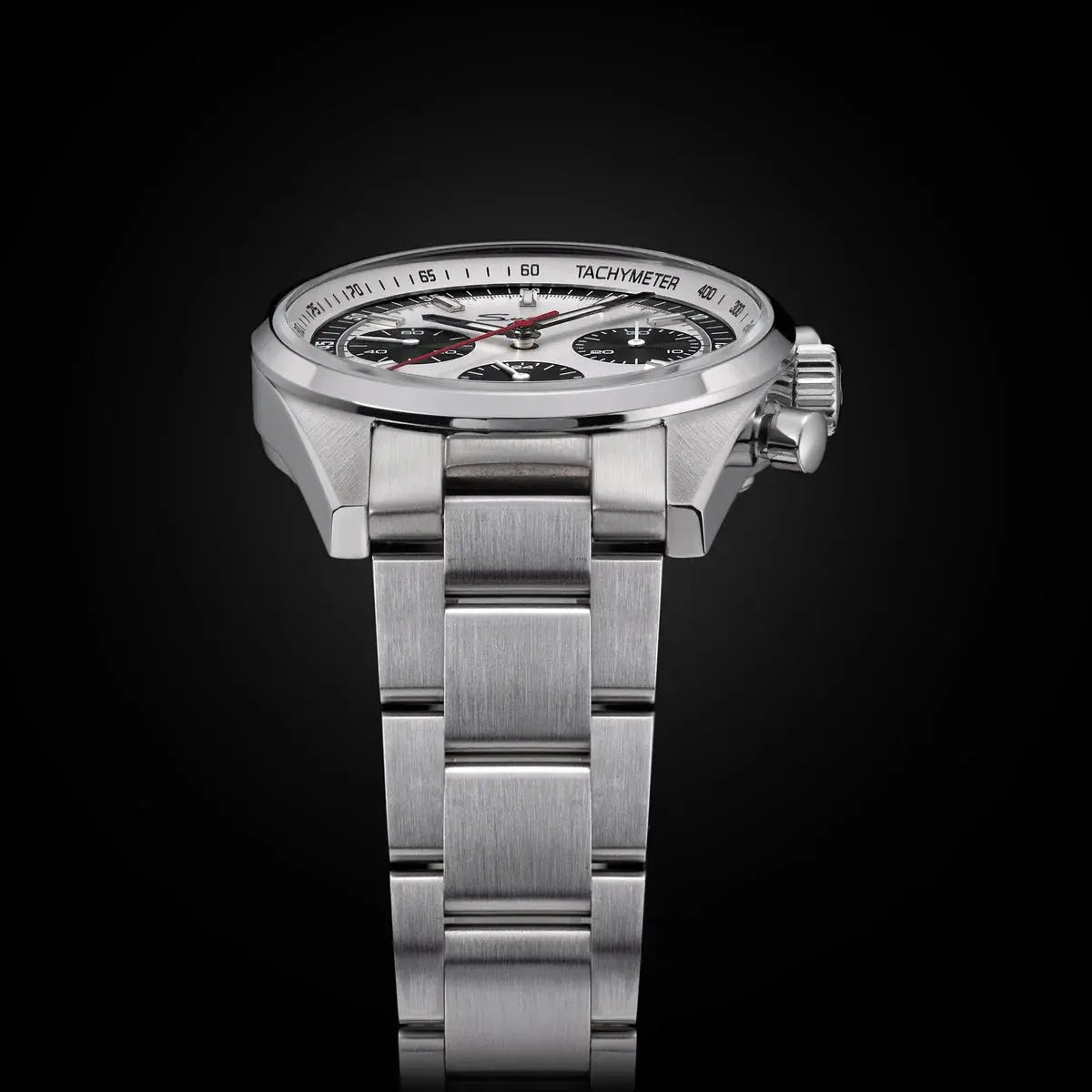 Sugess men's 38mm chronograph stainless steel wristwatch with sapphire crystal and tachymeter bezel