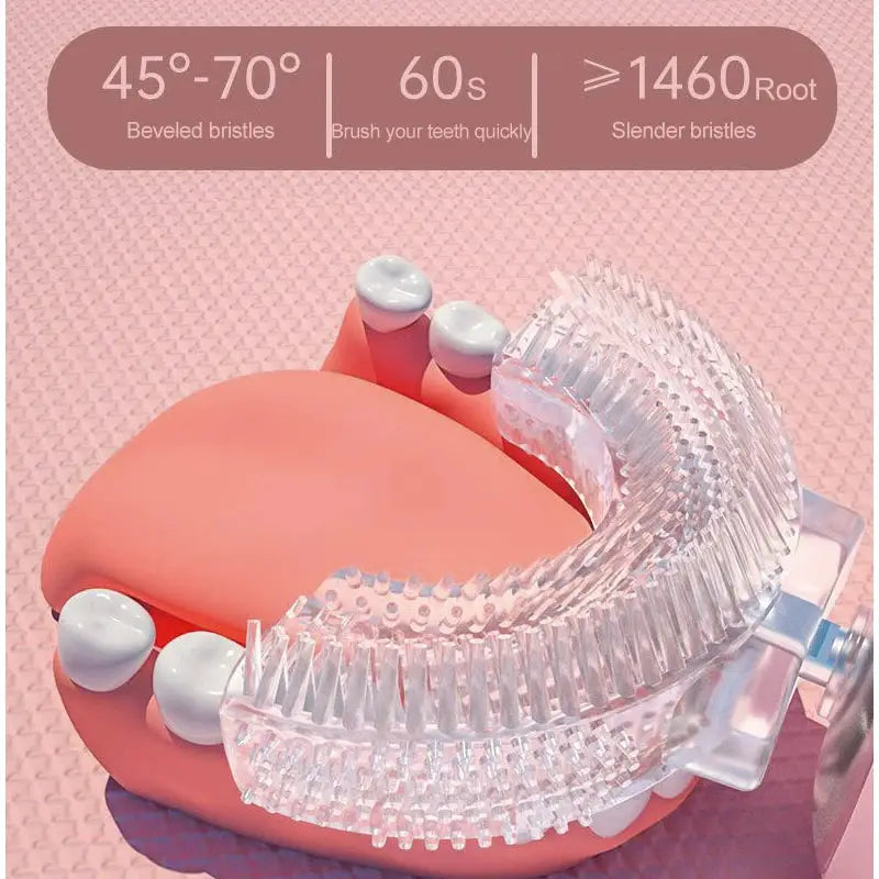 TinySmiles U Shaped Electric Toothbrush For Kids With 360 Degree Smart Cleaning And Soft Silicone Bristles