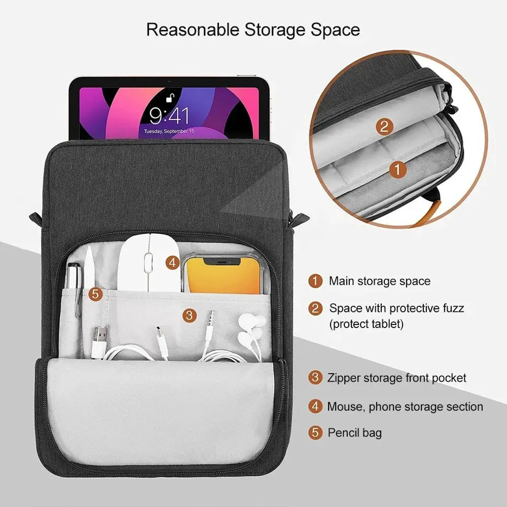 Laptop Handbag Cover For MacBook Air And Pro 11 To 13 Inches Waterproof Notebook Bag With Multi Pockets