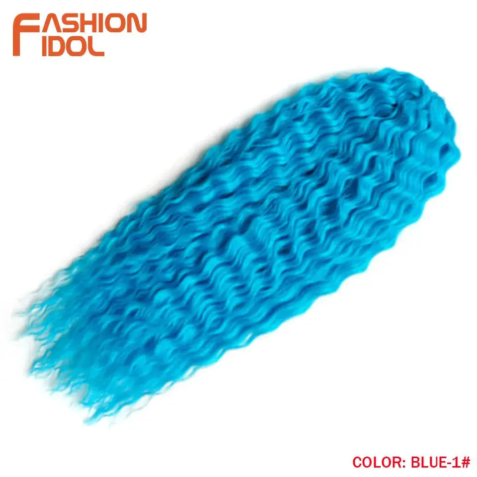 Ariel Hair Synthetic Twist Crochet Curly 24in water-wave braiding extension in blue, Fashion Idol.