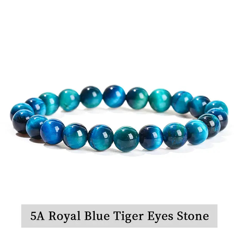 JD Natural Stone Beads Bracelet Amethyst Tiger Eye Crystal Quartz Agate Unisex Bangle Reiki Healing Jewelry Gift