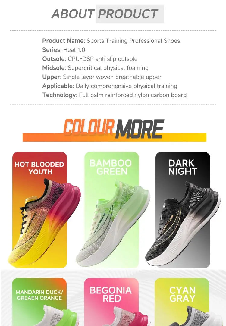 IRUNSVAN nylon carbon plate marathon running shoes, unisex lightweight training sneakers in six colorways.