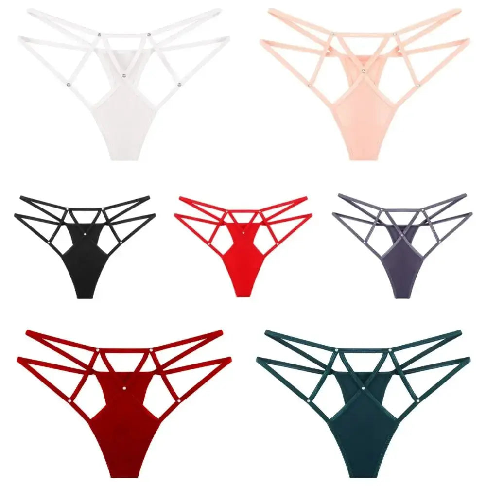 SilkNova Lingerie Elastic Hollow Out Low Waist G Strings Thongs Breathable Nylon Ice Silk All Day Comfort
