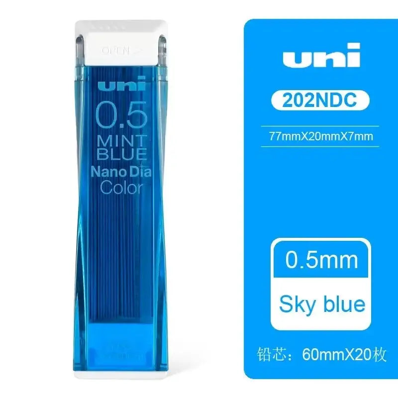Uni 0.5mm Sky blue Nano Dia Color pencil lead refills, 20 leads