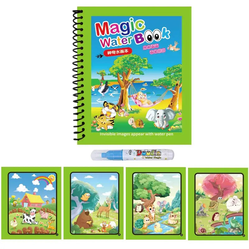 Reusable Water Drawing Book Mess Free Magic Painting Pad With Refillable Water Pen For Kids Learning Educational Toy