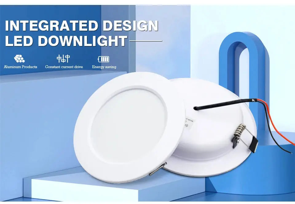 LED downlight 2-pack, white recessed ceiling lamps with integrated design for home illumination