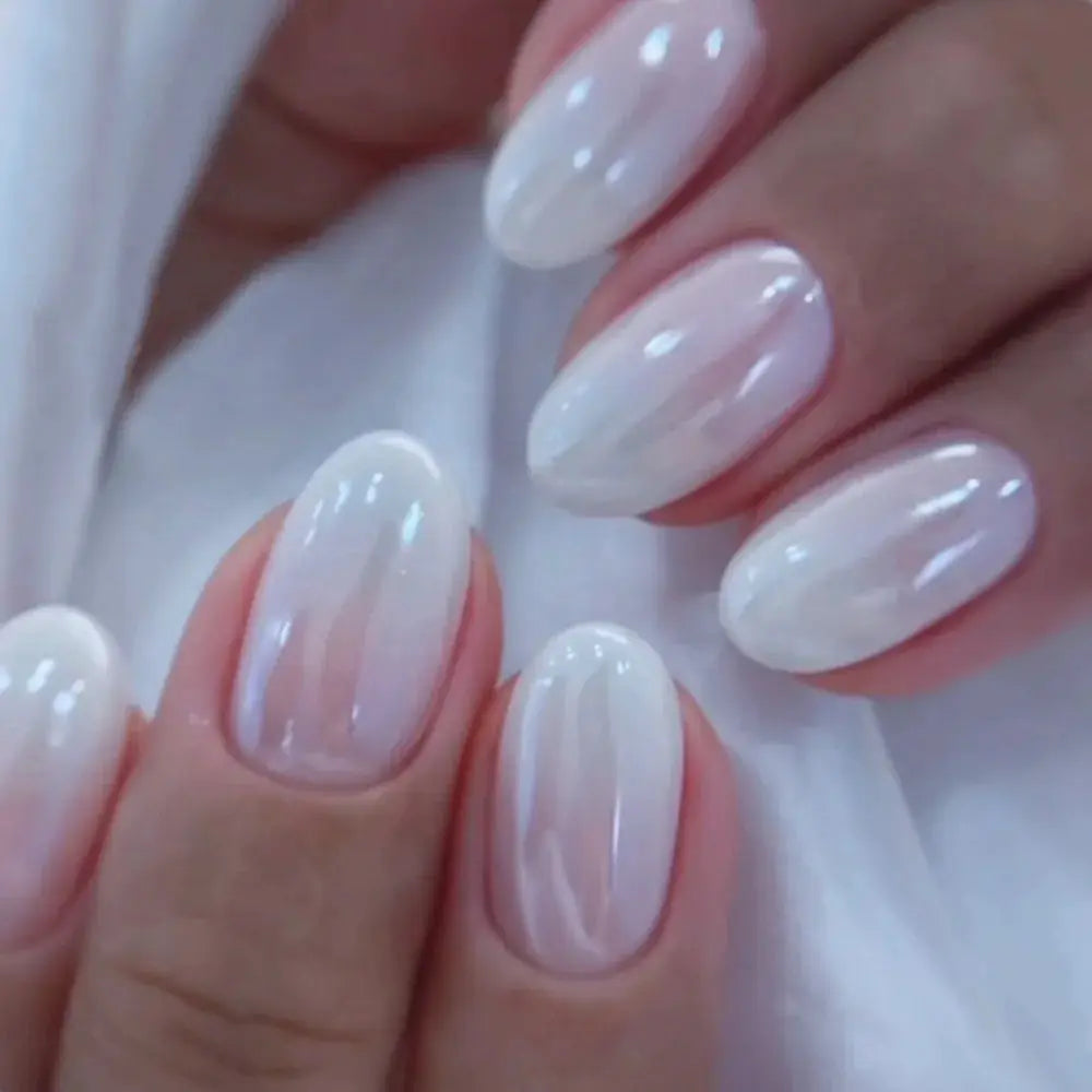 AuraNails 24Pcs Short Oval Blush Pink Press On Nails Full Coverage Acrylic Tips With Glue Included