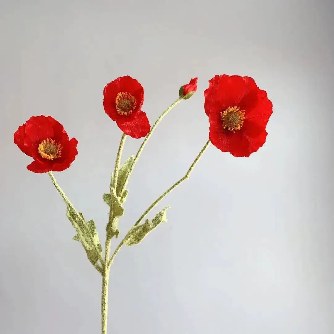 Artificial Silk Poppy Flowers Long Stem for Wedding Centerpieces and Bridal Bouquet Alternative Home Decor