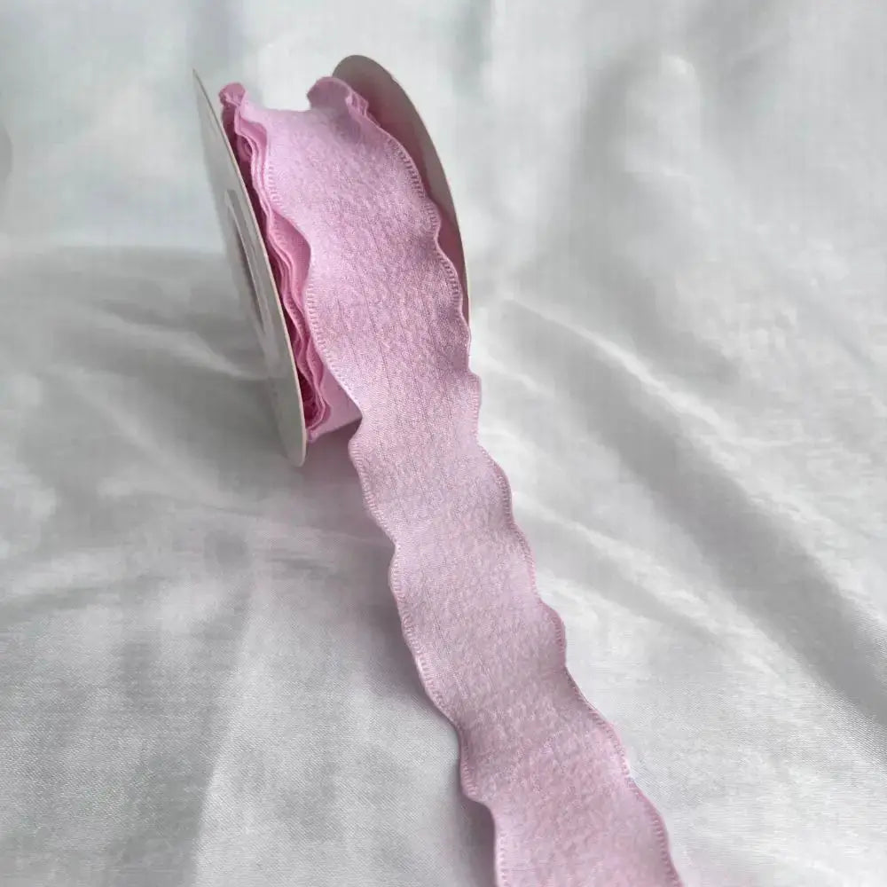 10 Yards Fishtail Chiffon Ribbon With Wave Edge Pleated Embossed Floral Pattern for Gift Wrapping Bouquets DIY Decor