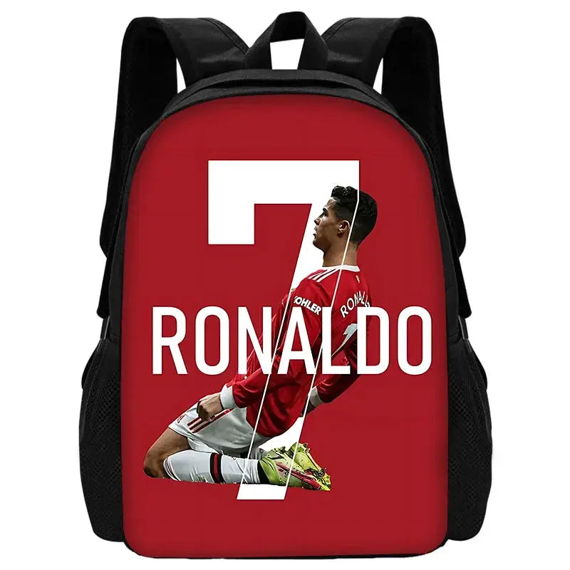 Ronaldo CR7 kids' school backpack, red with Ronaldo graphic
