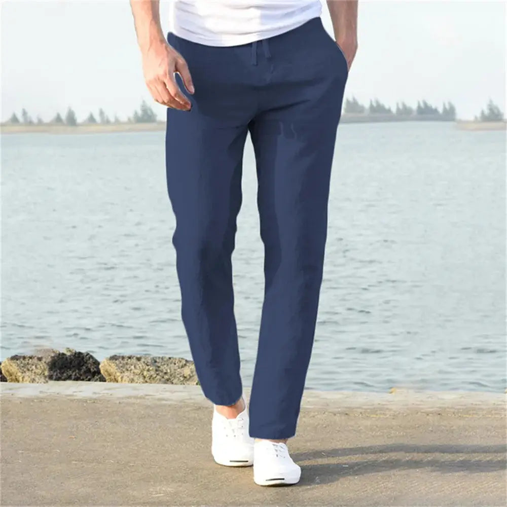 Men's Cotton Linen Pants Breathable Solid Color Trousers for Autumn Streetwear Fitness and Casual S to 3XL